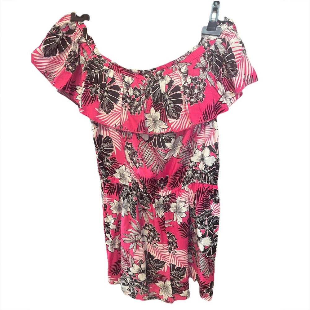 Peacocks UK 14 Bandeau Play suit Shorts 1 Piece Pink Floral - Picture 2 of 8